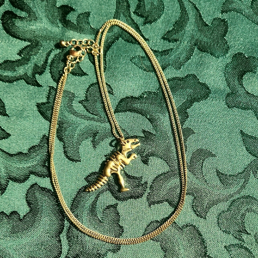 Gold Dinosaur Pendant Necklace for Reptile Lovers